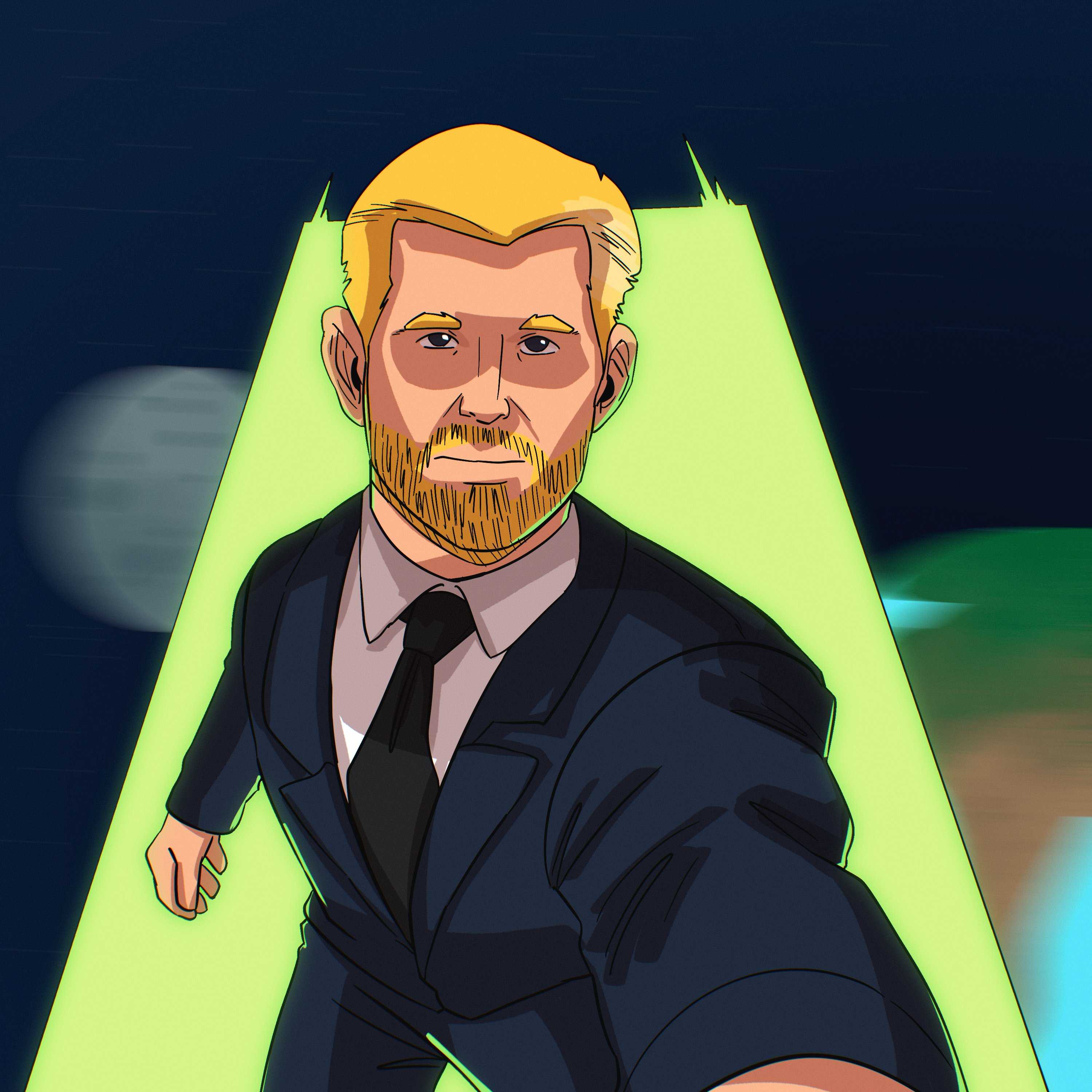 Eric in spotlight, space vibes