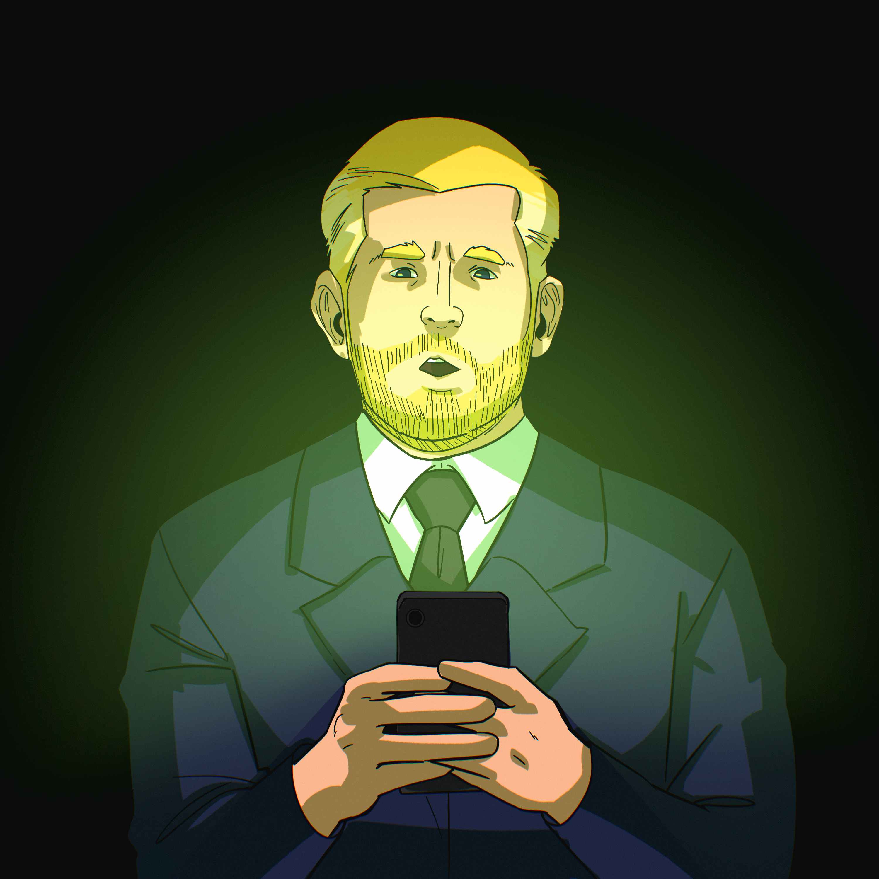 Eric checking phone in the dark